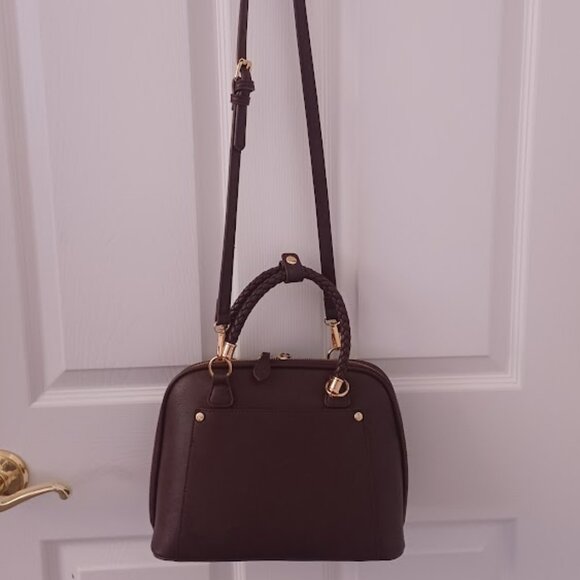 MADISON WEST Crossbody & Double Braided Handles Dark Brown Purse/Handbag - Picture 1 of 16